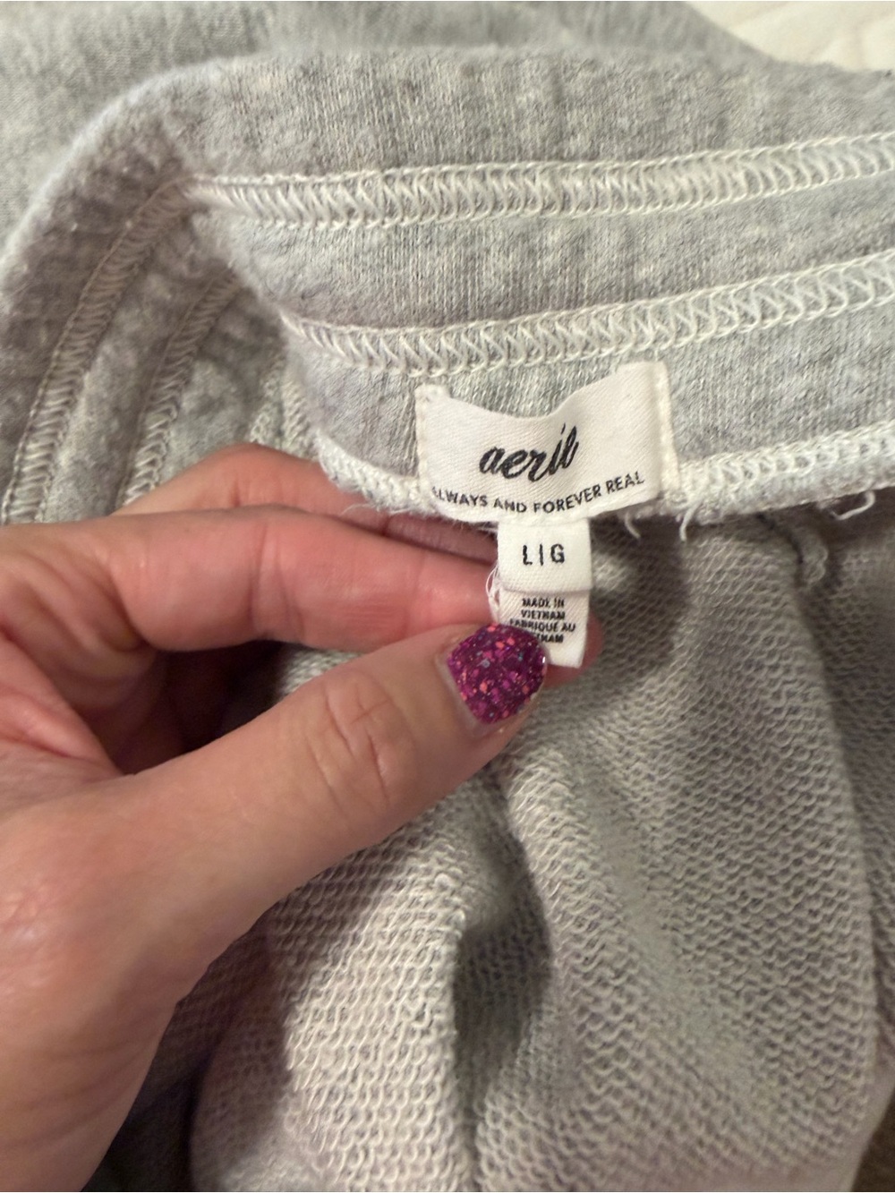 aerie Light Gray Cozy Track Pants sweatpants women’s large - Picture 4 of 7